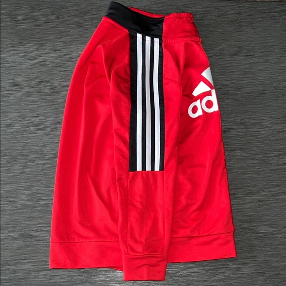 Adidas Red and Black Track Jacket Full Zip Up Size 7 - Picture 5 of 6